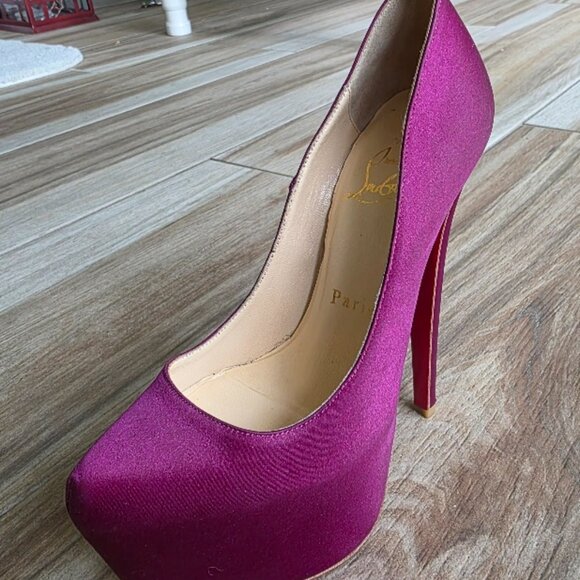 PRICED DROP! Christian Louboutin Def Daffodiles Purple Satin Shoes 160 Eur. 34.5 - Picture 6 of 16